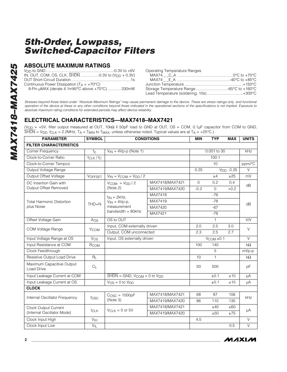 Rainbow Electronics MAX7425 User Manual | Page 2 / 14