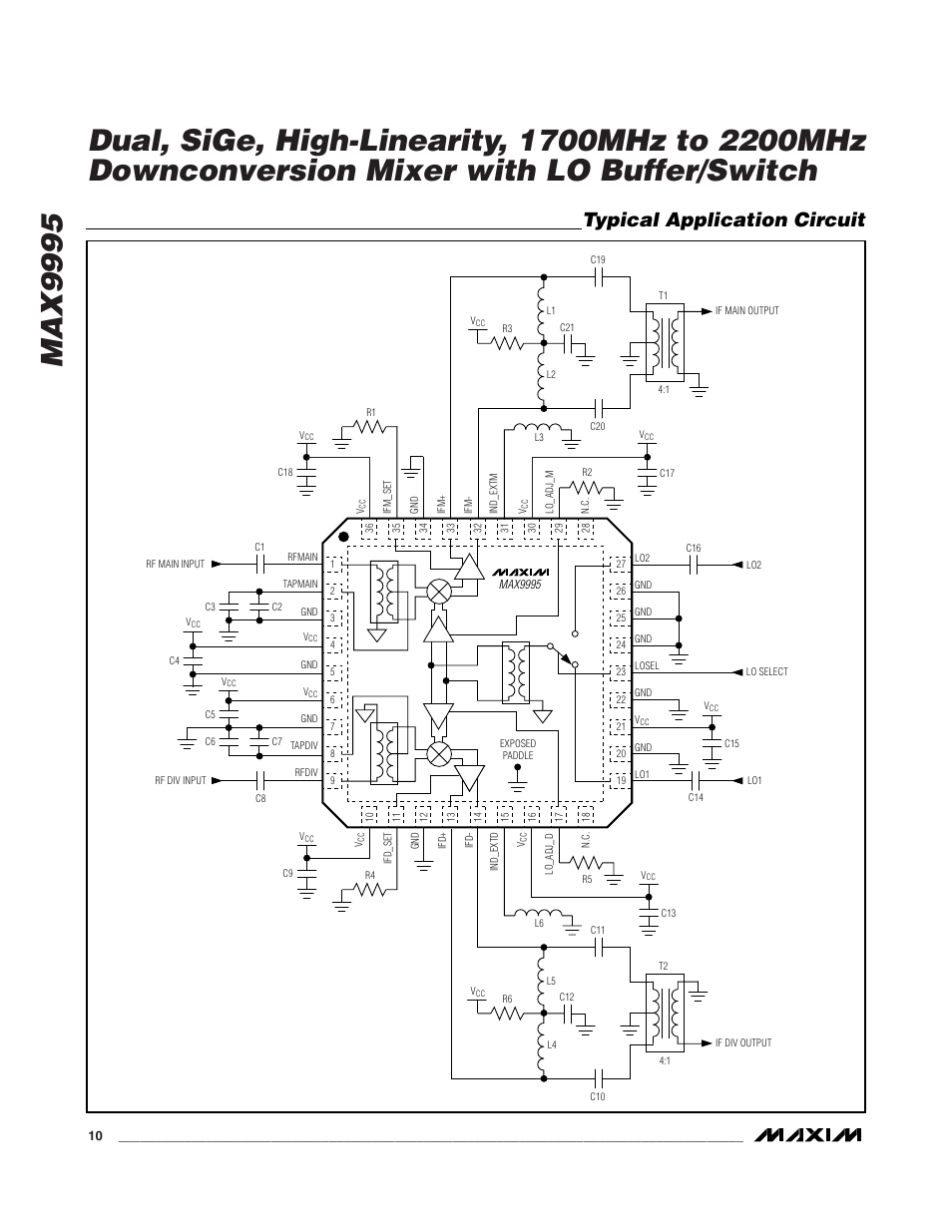 Typical application circuit | Rainbow Electronics MAX9995 User Manual | Page 10 / 13