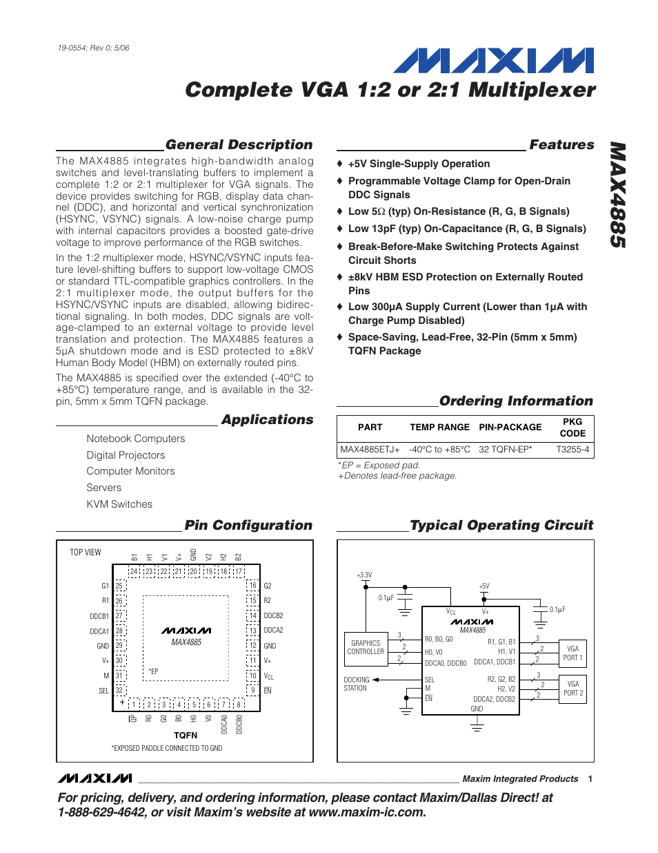Rainbow Electronics MAX4885 User Manual | 13 pages