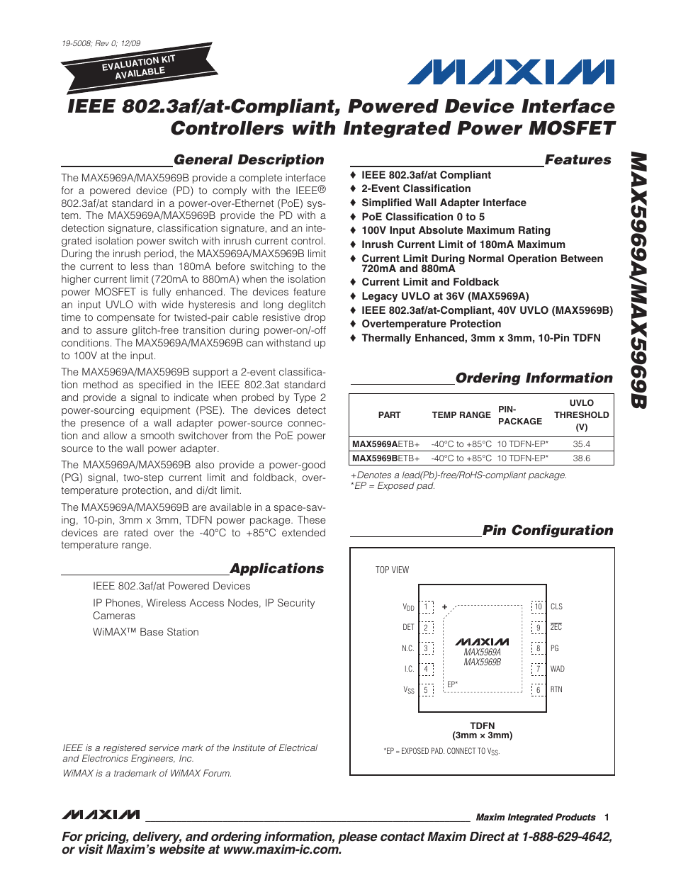 Rainbow Electronics MAX5969B User Manual | 14 pages