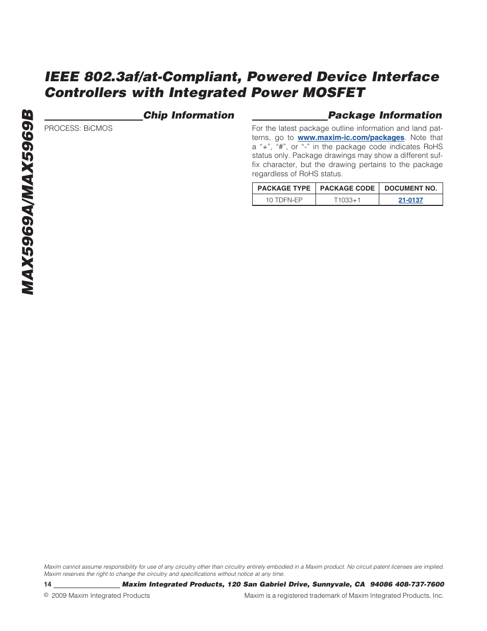 Rainbow Electronics MAX5969B User Manual | Page 14 / 14