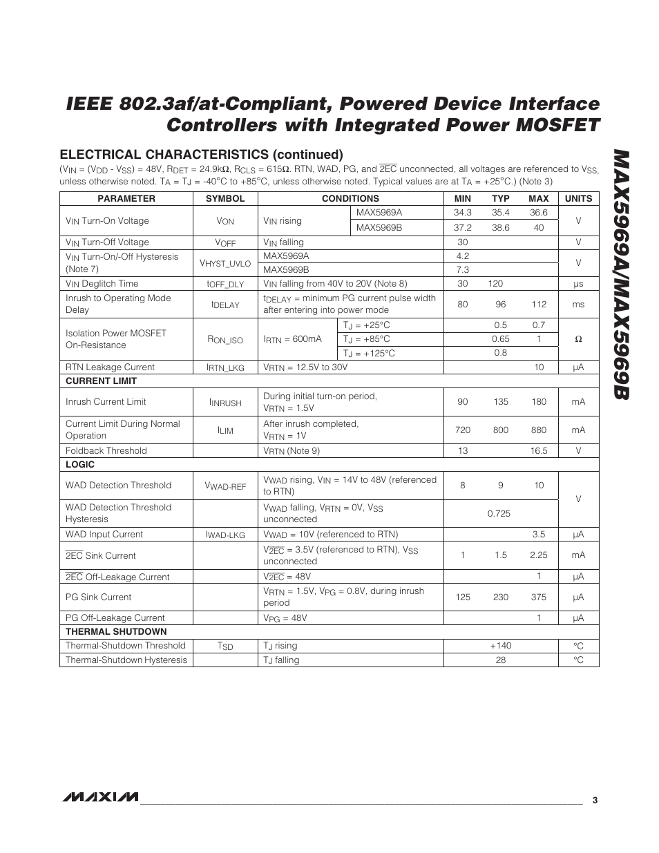 Electrical characteristics (continued) | Rainbow Electronics MAX5969B User Manual | Page 3 / 14