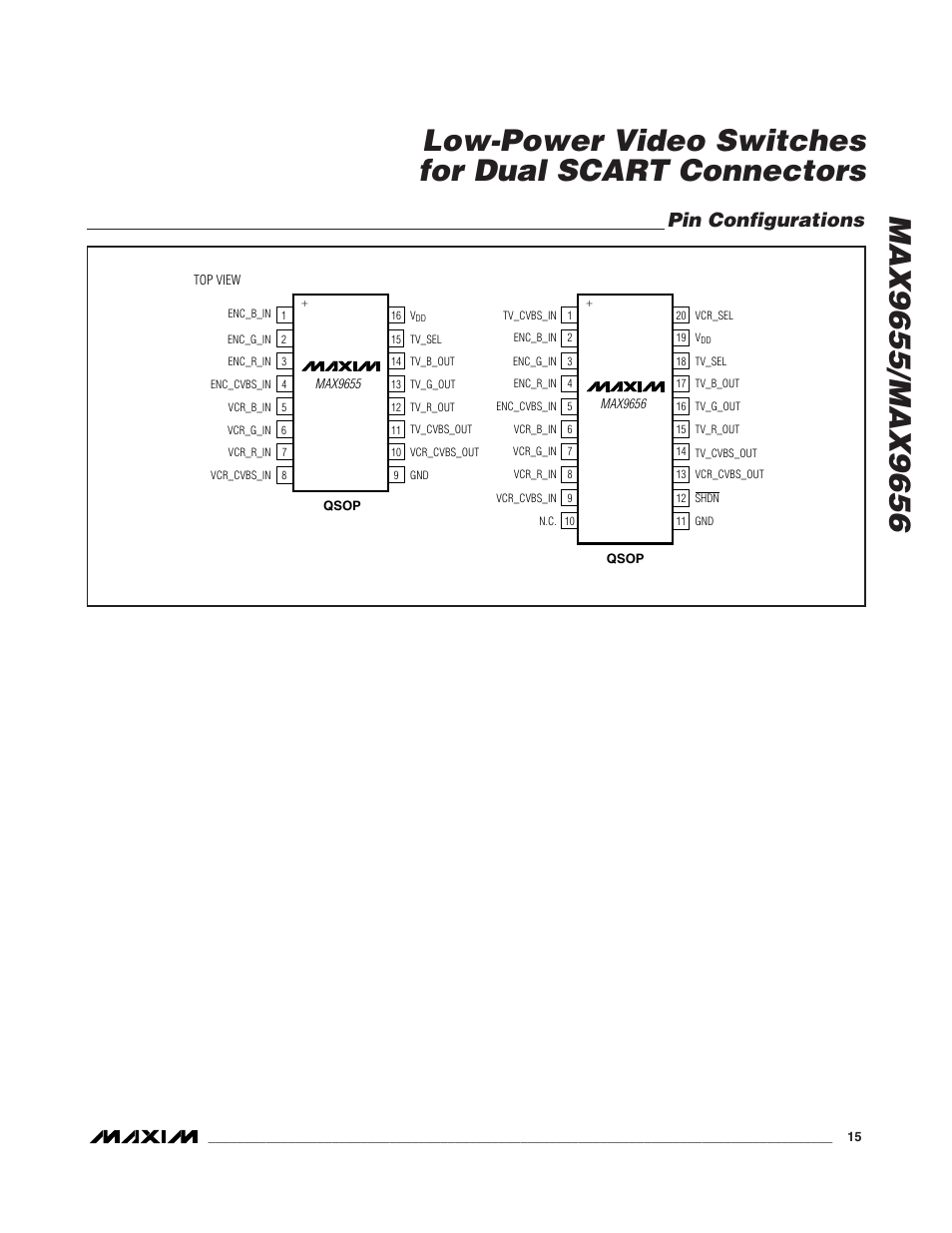 Pin configurations | Rainbow Electronics MAX9656 User Manual | Page 15 / 16