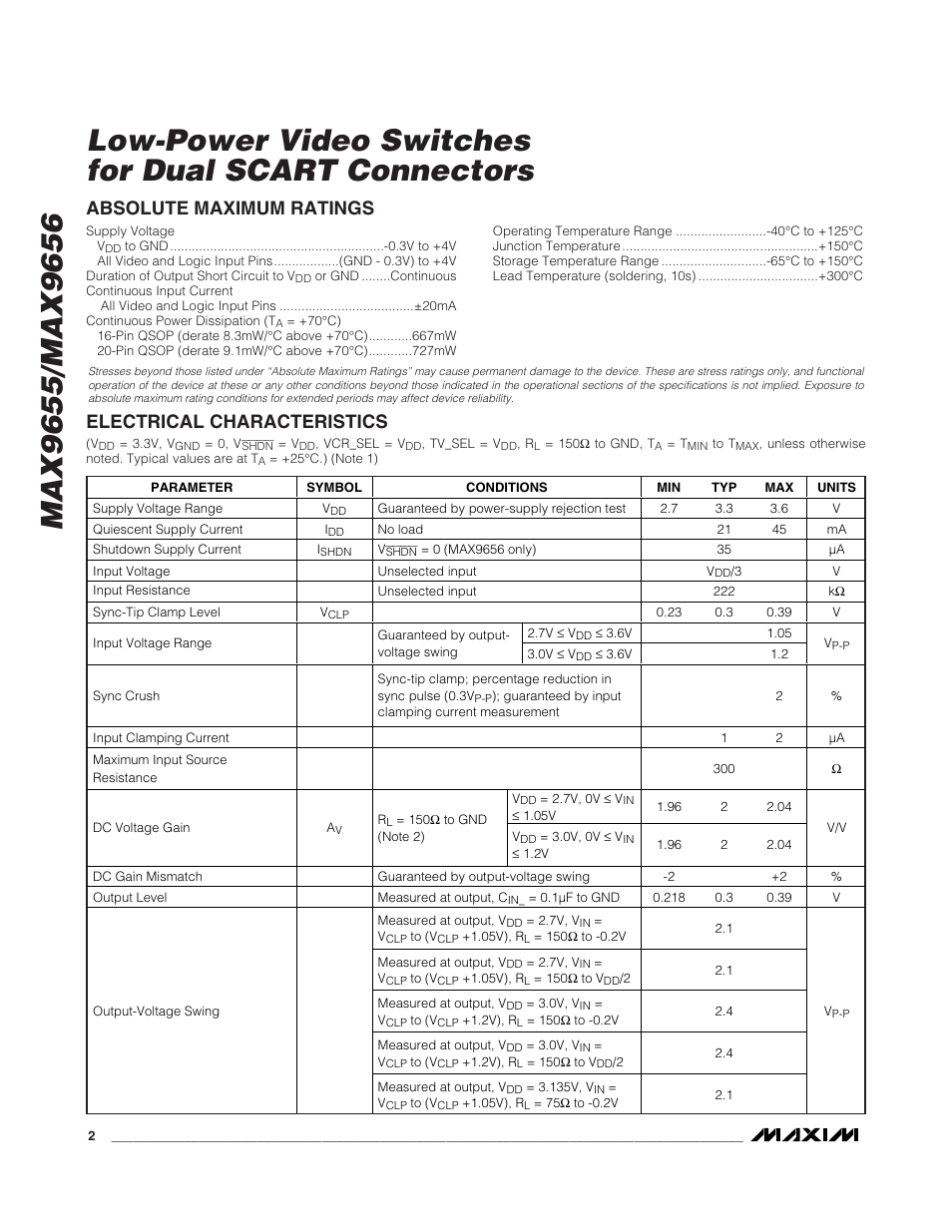 Rainbow Electronics MAX9656 User Manual | Page 2 / 16