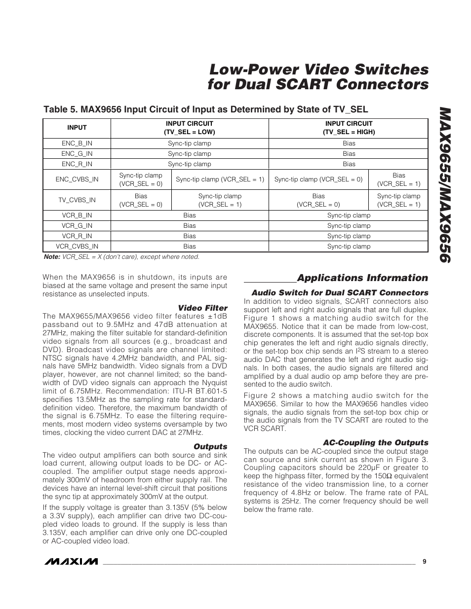 Applications information | Rainbow Electronics MAX9656 User Manual | Page 9 / 16