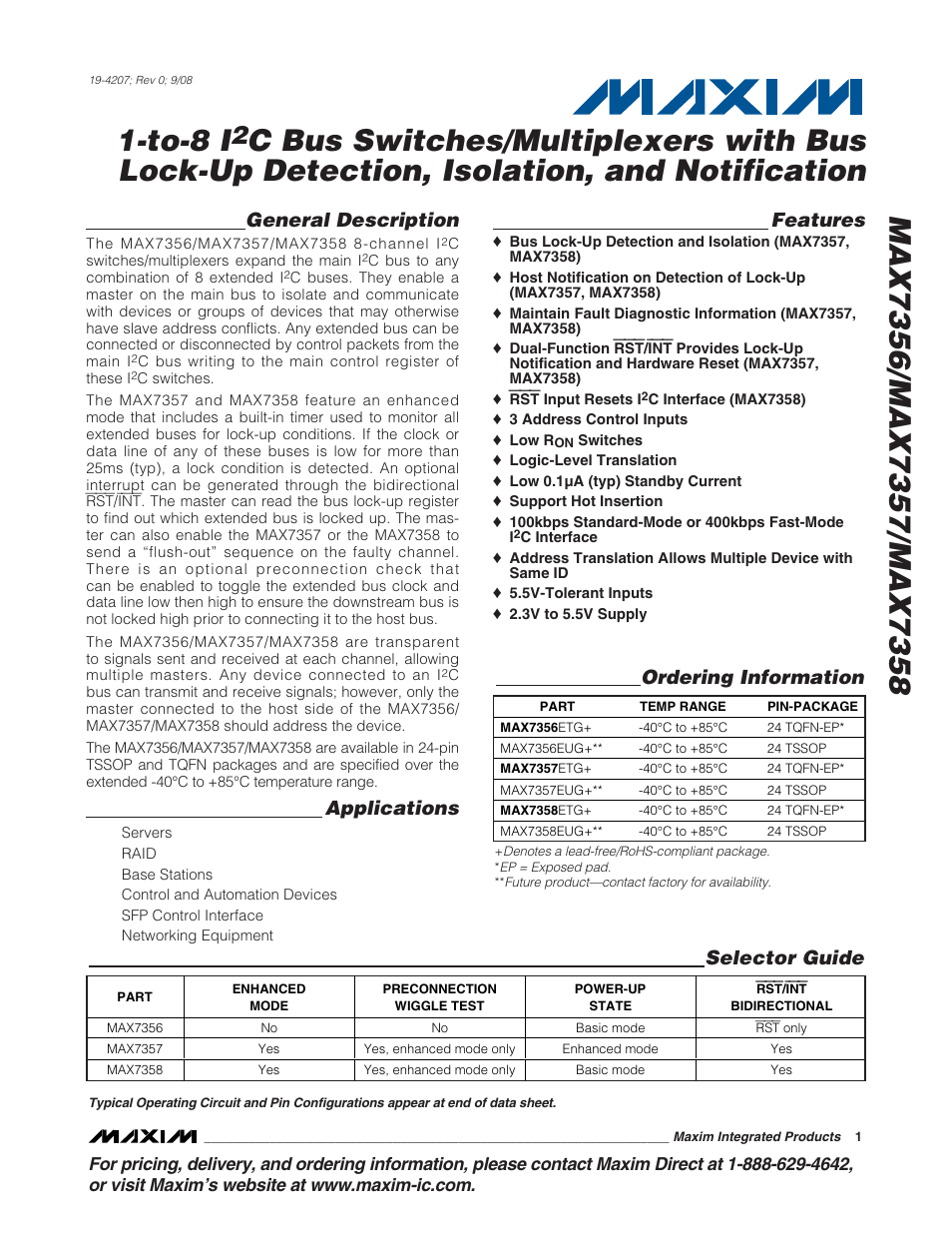 Rainbow Electronics MAX7358 User Manual | 22 pages