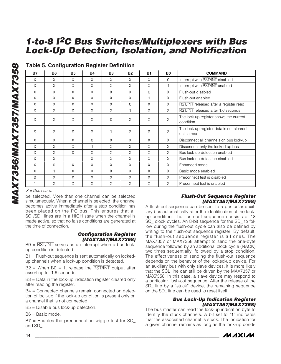 Table 5. configuration register definition | Rainbow Electronics MAX7358 User Manual | Page 14 / 22