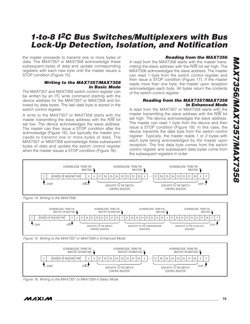 Reading from the max7356 | Rainbow Electronics MAX7358 User Manual | Page 19 / 22