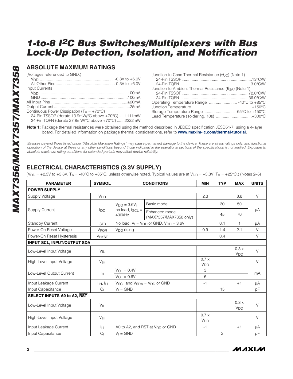 Rainbow Electronics MAX7358 User Manual | Page 2 / 22