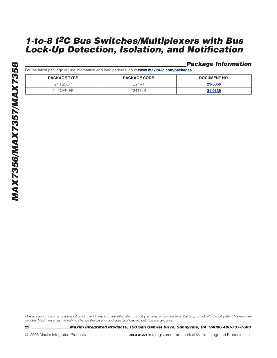 Rainbow Electronics MAX7358 User Manual | Page 22 / 22