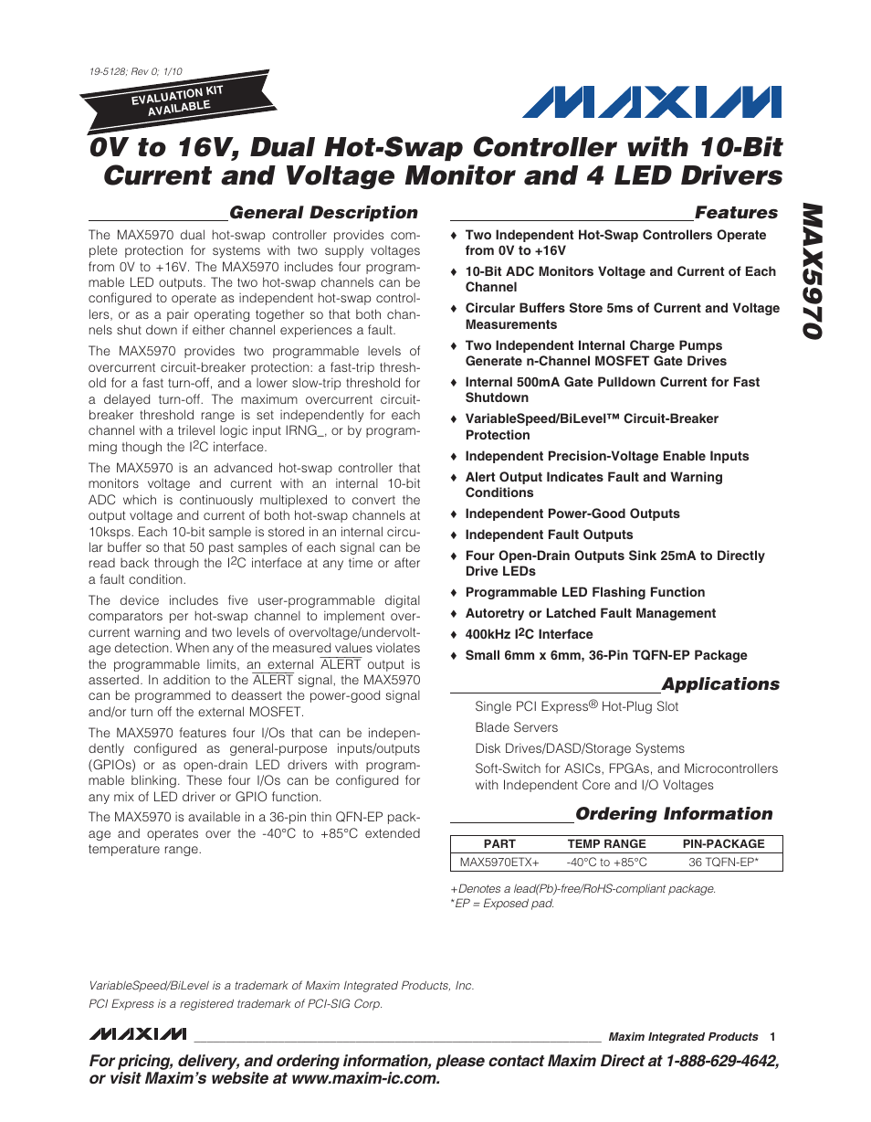 Rainbow Electronics MAX5970 User Manual | 41 pages