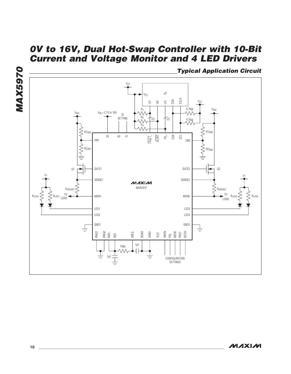 Typical application circuit | Rainbow Electronics MAX5970 User Manual | Page 10 / 41