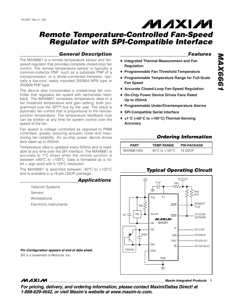 Rainbow Electronics MAX6661 User Manual | 19 pages