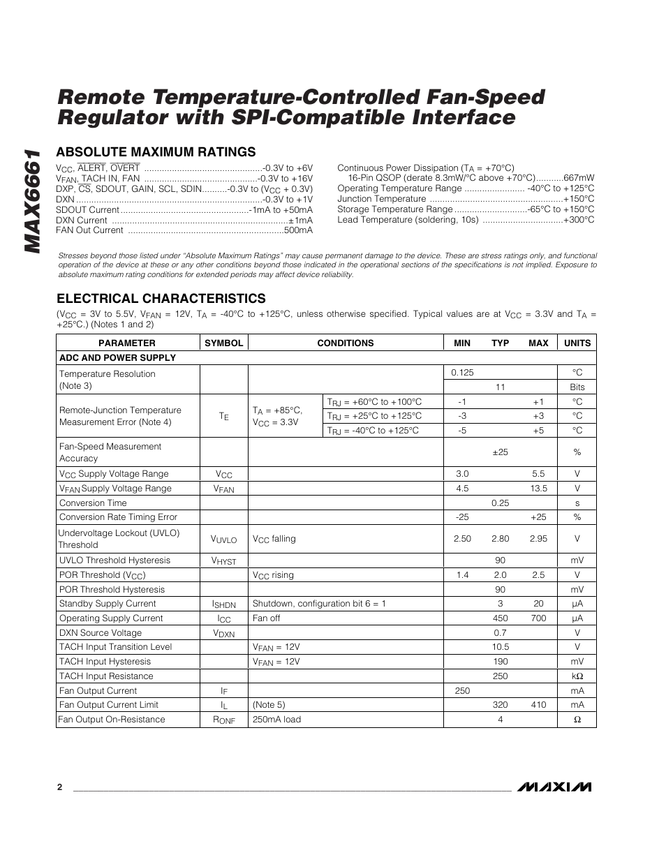 Rainbow Electronics MAX6661 User Manual | Page 2 / 19