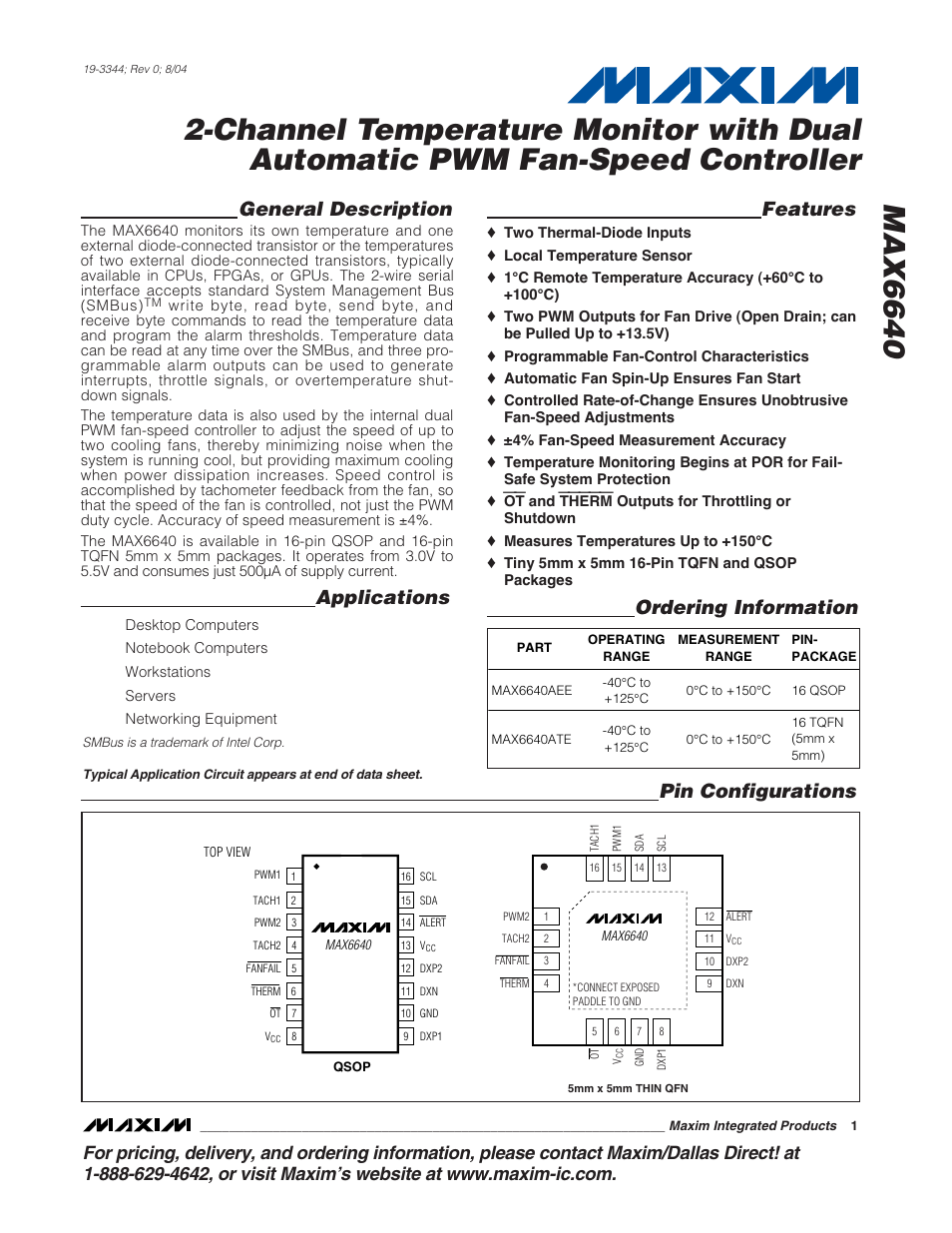 Rainbow Electronics MAX6640 User Manual | 22 pages