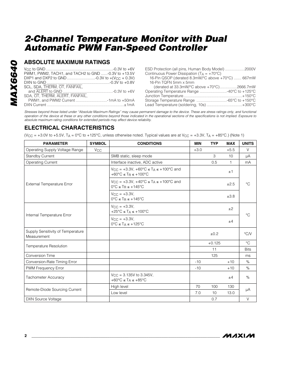 Rainbow Electronics MAX6640 User Manual | Page 2 / 22