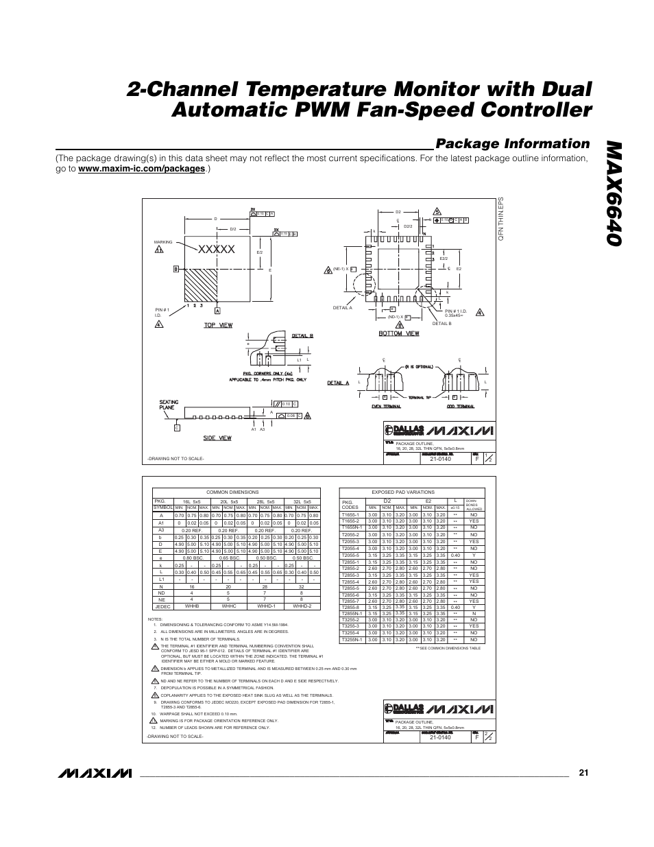 Package information | Rainbow Electronics MAX6640 User Manual | Page 21 / 22