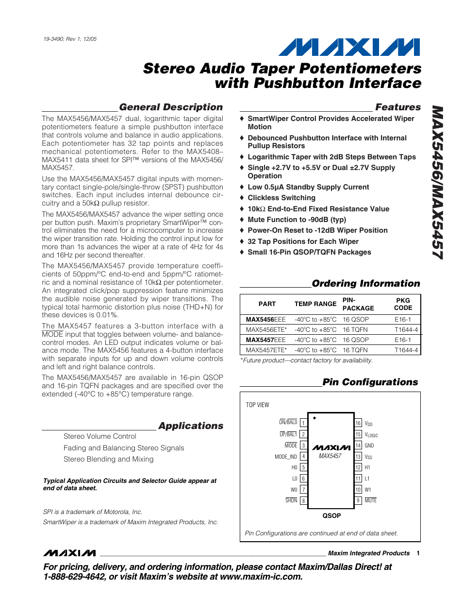 Rainbow Electronics MAX5457 User Manual | 20 pages