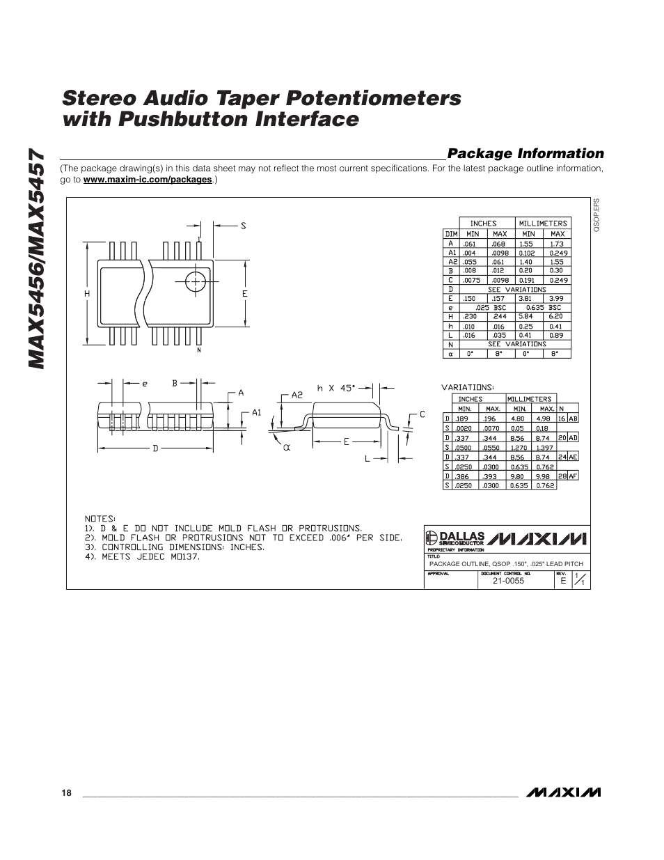 Package information | Rainbow Electronics MAX5457 User Manual | Page 18 / 20