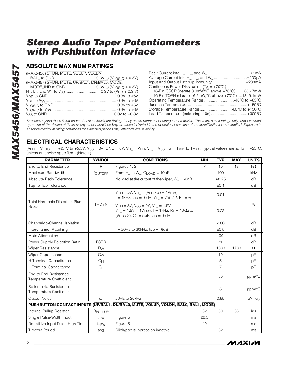 Rainbow Electronics MAX5457 User Manual | Page 2 / 20