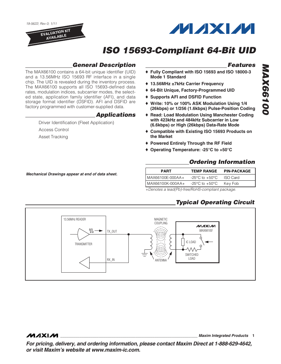 Rainbow Electronics MAX66100 User Manual | 16 pages