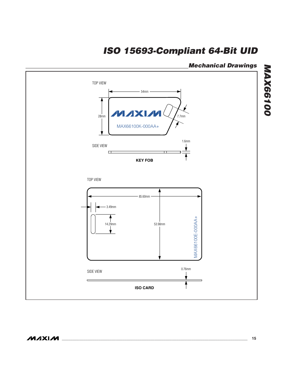 Mechanical drawings | Rainbow Electronics MAX66100 User Manual | Page 15 / 16