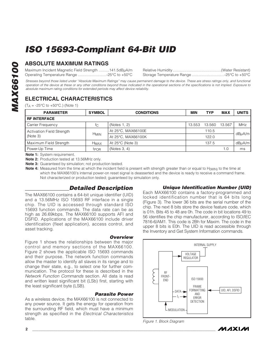 Detailed description | Rainbow Electronics MAX66100 User Manual | Page 2 / 16