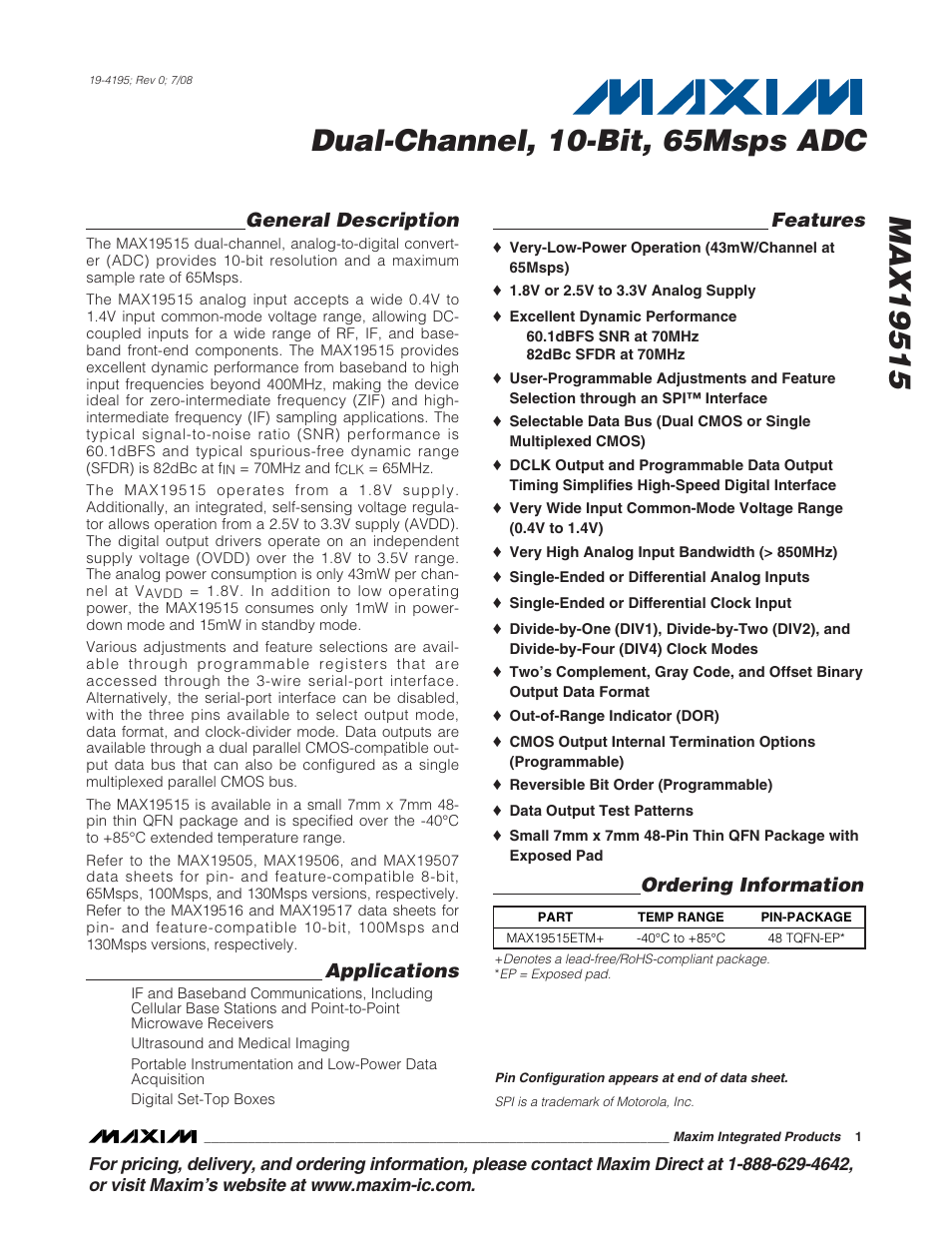 Rainbow Electronics MAX19515 User Manual | 34 pages