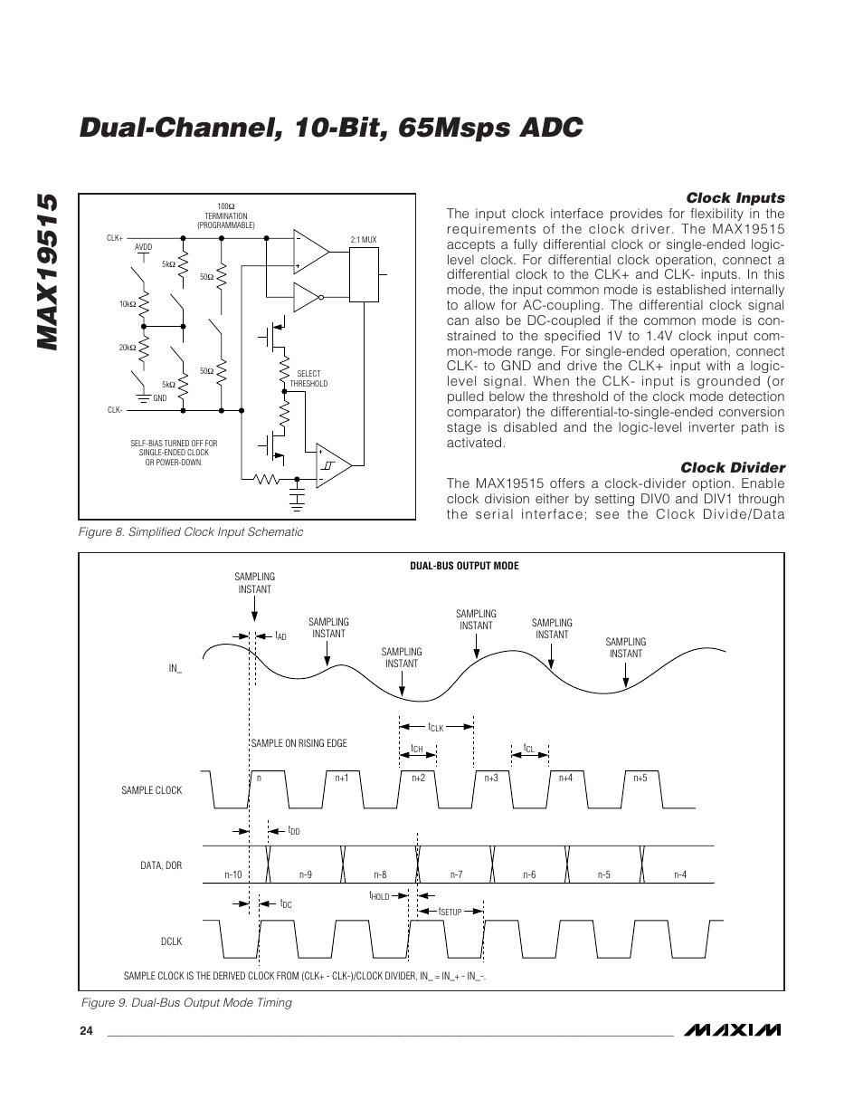 Clock inputs, Clock divider | Rainbow Electronics MAX19515 User Manual | Page 24 / 34