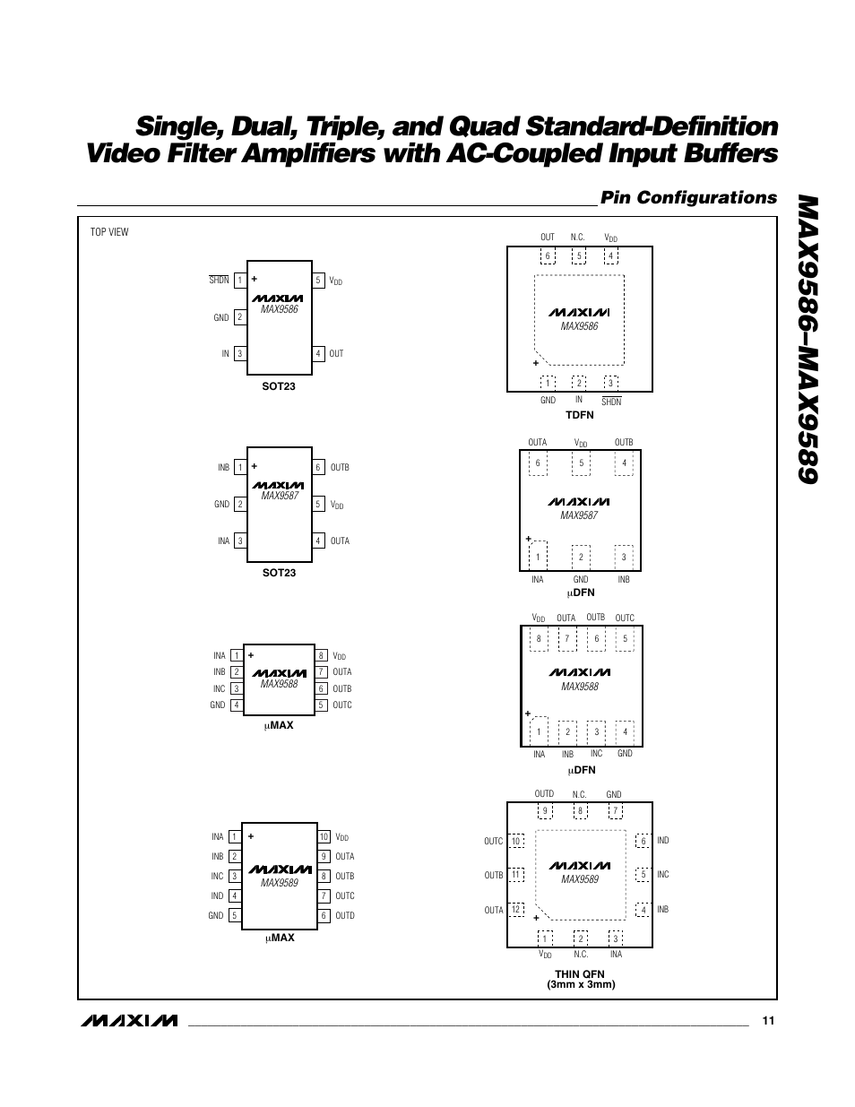Pin configurations | Rainbow Electronics MAX9589 User Manual | Page 11 / 24