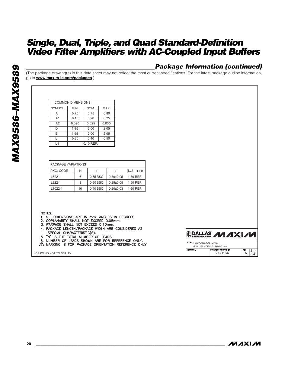 Package information (continued) | Rainbow Electronics MAX9589 User Manual | Page 20 / 24