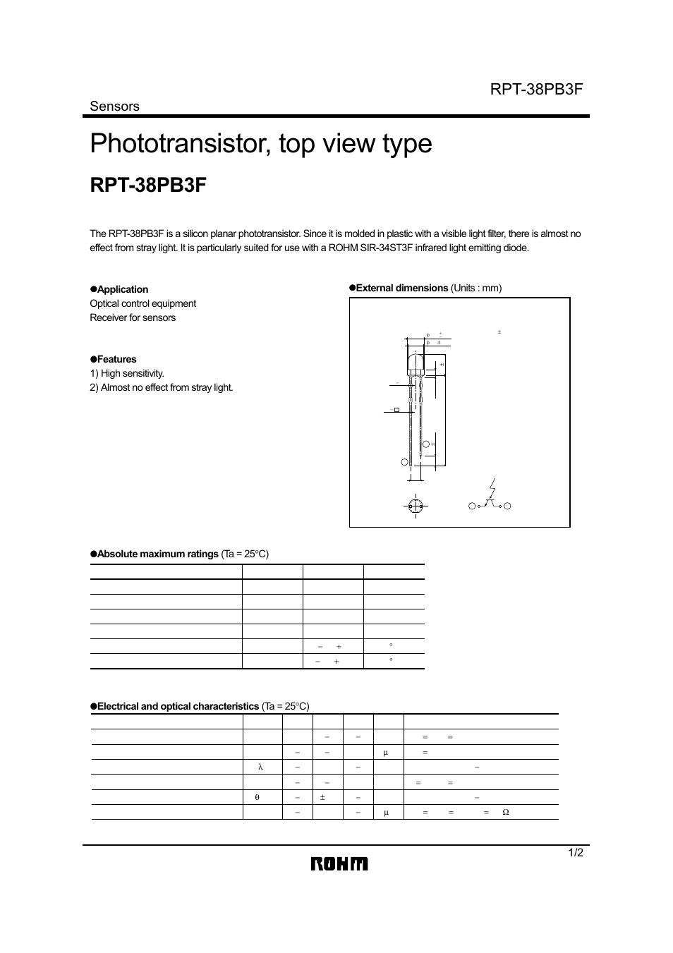 Rainbow Electronics RPT-38PB3F User Manual | 2 pages