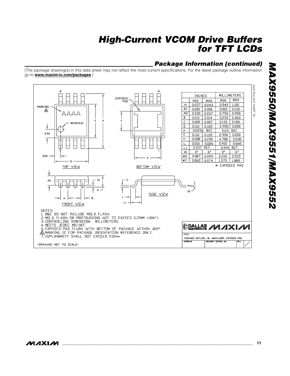 Package information (continued) | Rainbow Electronics MAX9552 User Manual | Page 11 / 12