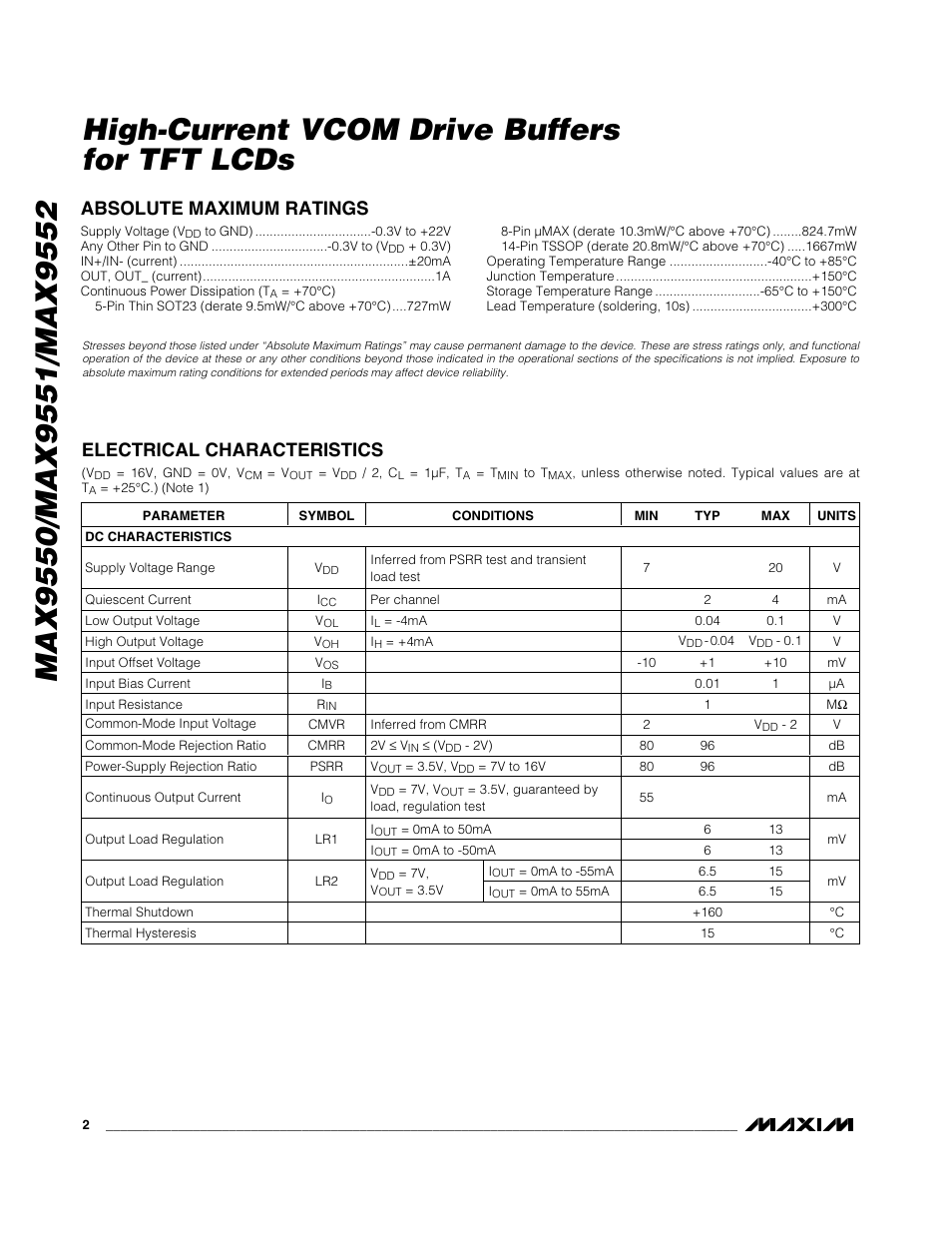 Rainbow Electronics MAX9552 User Manual | Page 2 / 12