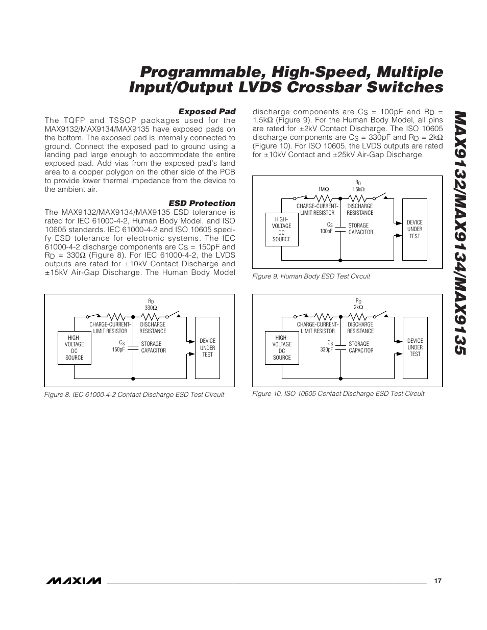 Exposed pad, Esd protection | Rainbow Electronics MAX9135 User Manual | Page 17 / 19