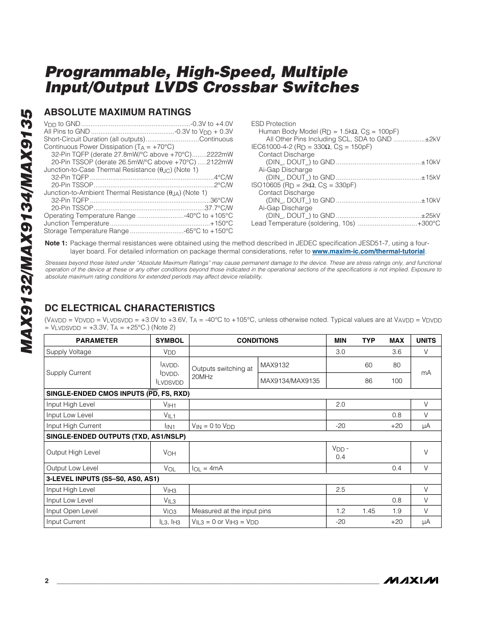 Rainbow Electronics MAX9135 User Manual | Page 2 / 19