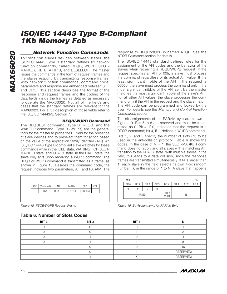 Network function commands, Table 6. number of slots codes | Rainbow Electronics MAX66020 User Manual | Page 18 / 25