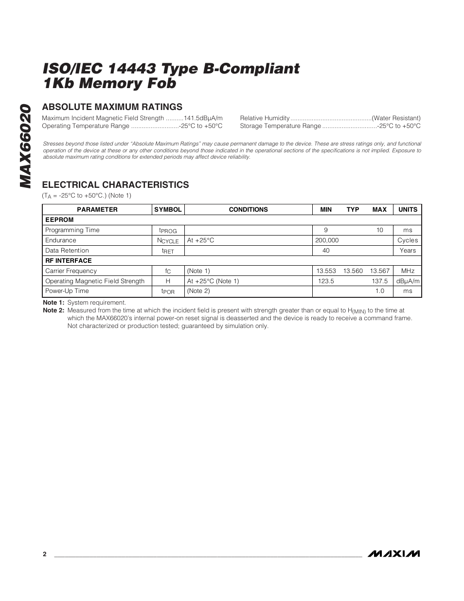 Rainbow Electronics MAX66020 User Manual | Page 2 / 25