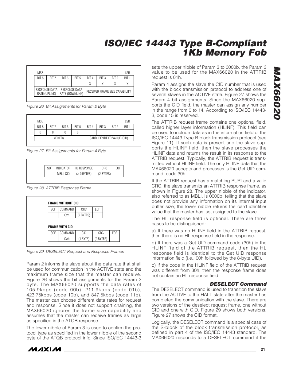 Deselect command | Rainbow Electronics MAX66020 User Manual | Page 21 / 25