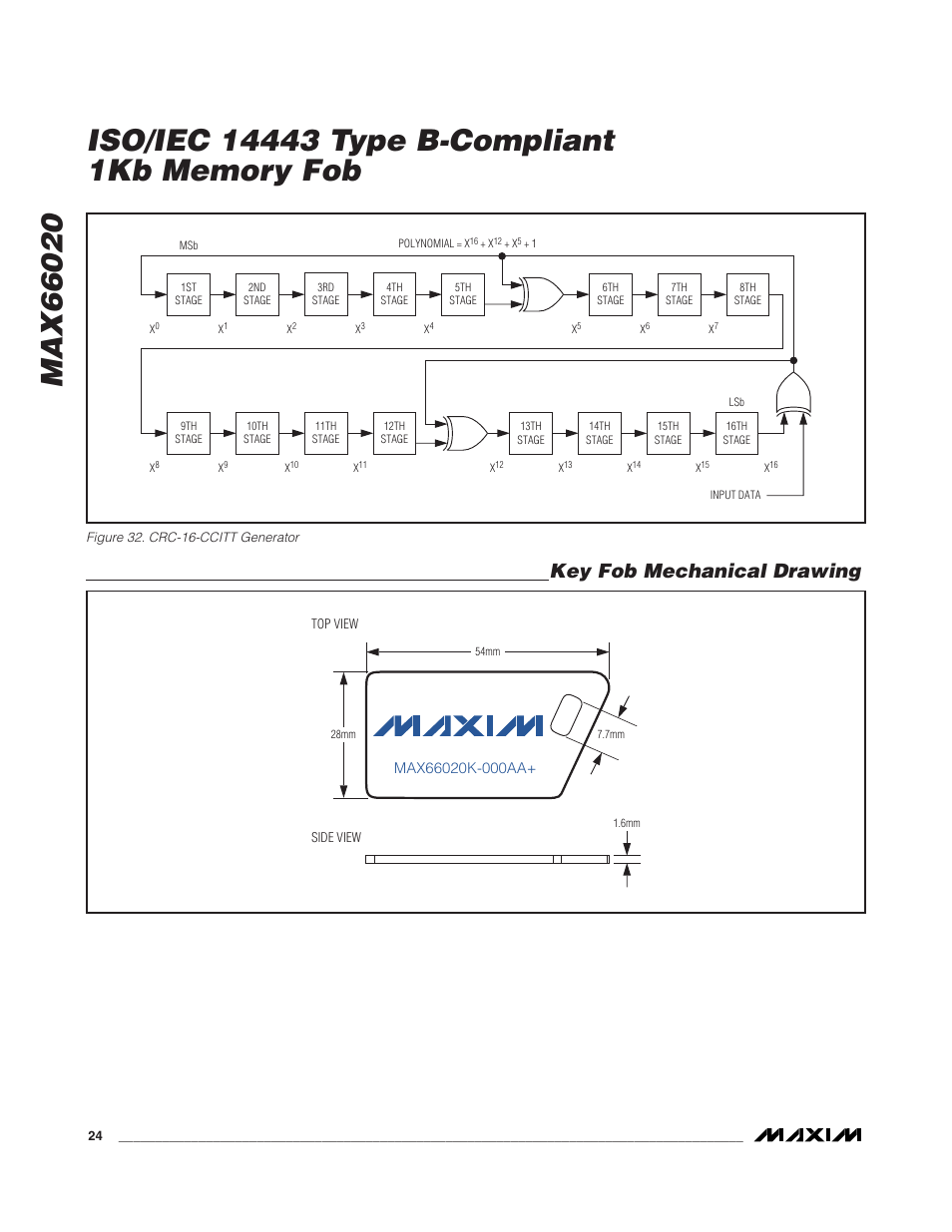 Key fob mechanical drawing | Rainbow Electronics MAX66020 User Manual | Page 24 / 25