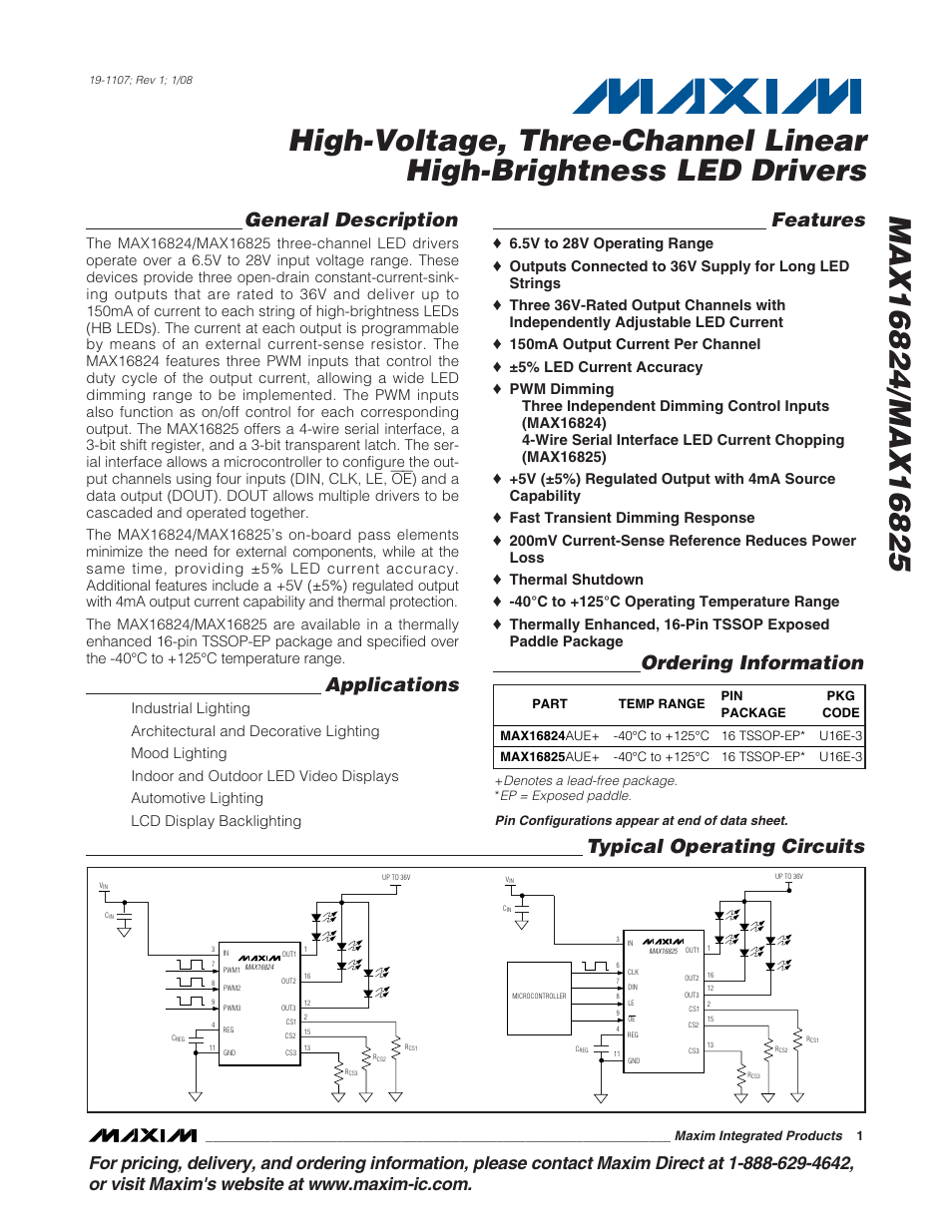 Rainbow Electronics MAX16825 User Manual | 15 pages