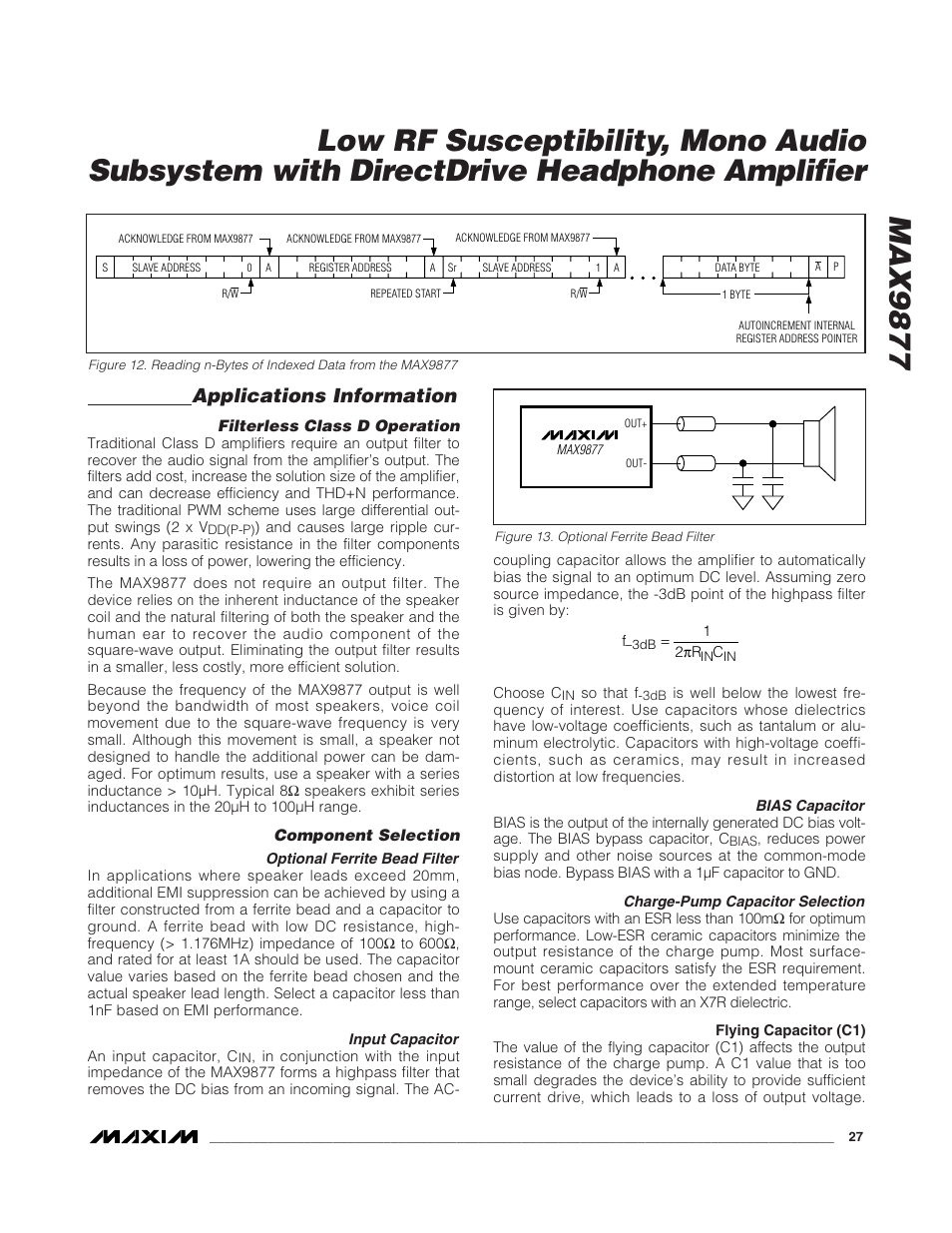 Max9877, Applications information | Rainbow Electronics MAX9877 User Manual | Page 27 / 30