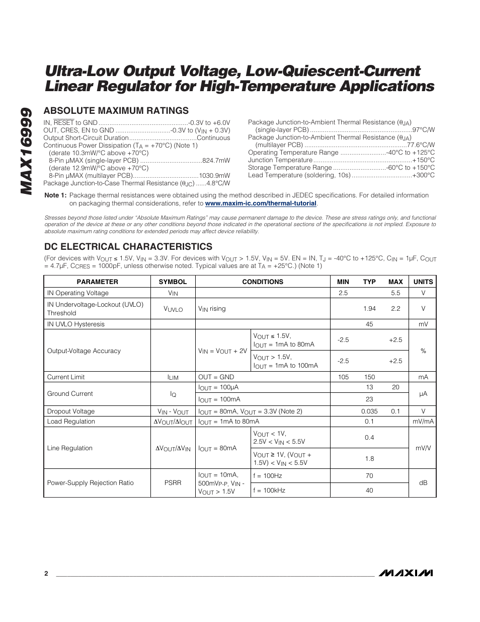 Rainbow Electronics MAX16999 User Manual | Page 2 / 10