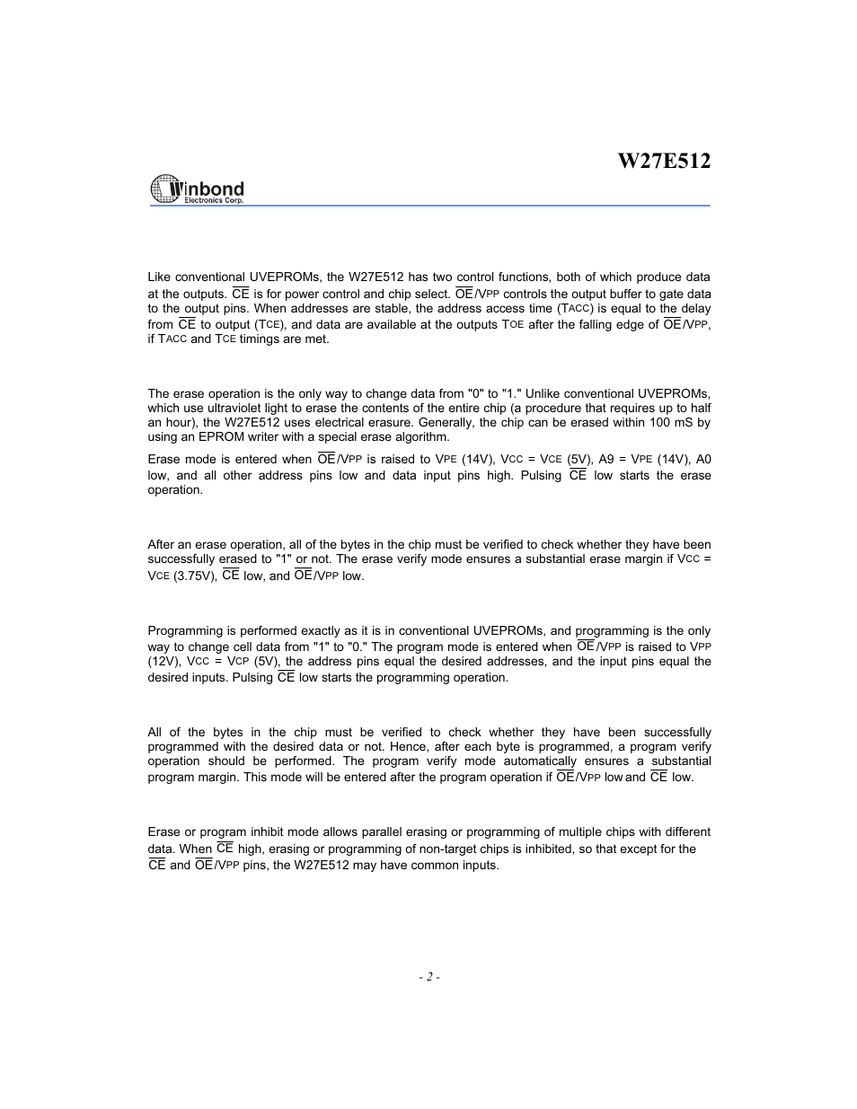 Rainbow Electronics W27E512 User Manual | Page 2 / 16