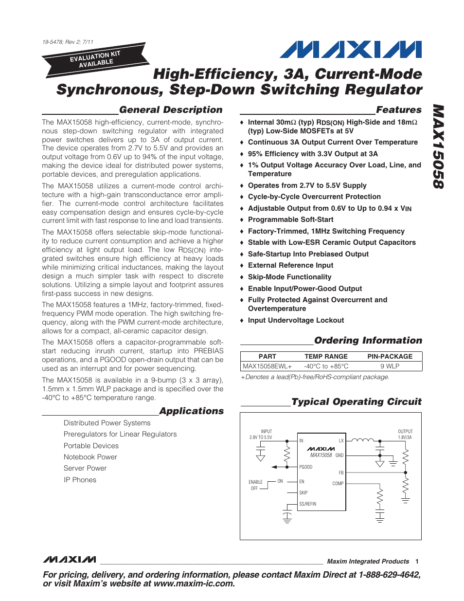 Rainbow Electronics MAX15058 User Manual | 21 pages