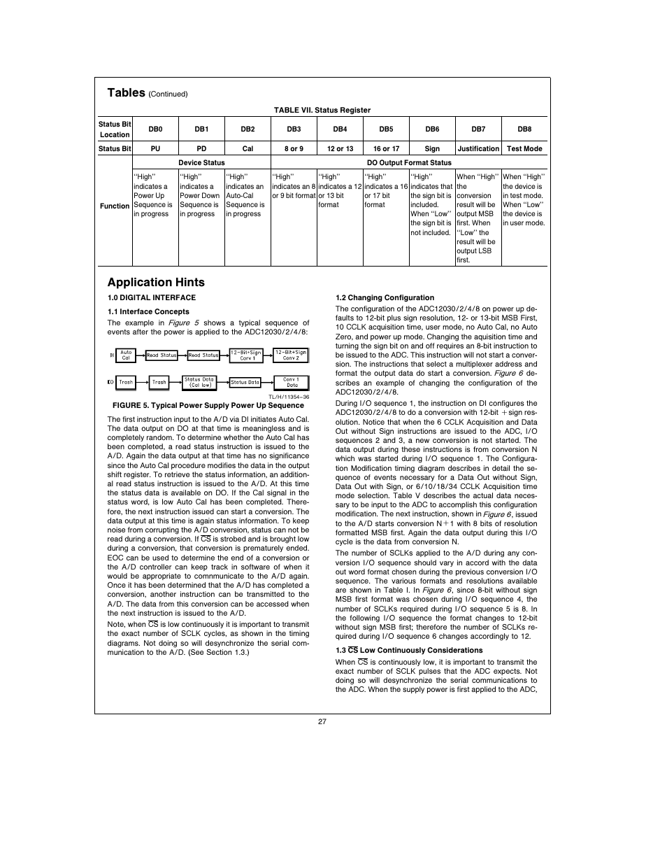 Tables, Application hints | Rainbow Electronics ADC12038 User Manual | Page 27 / 42