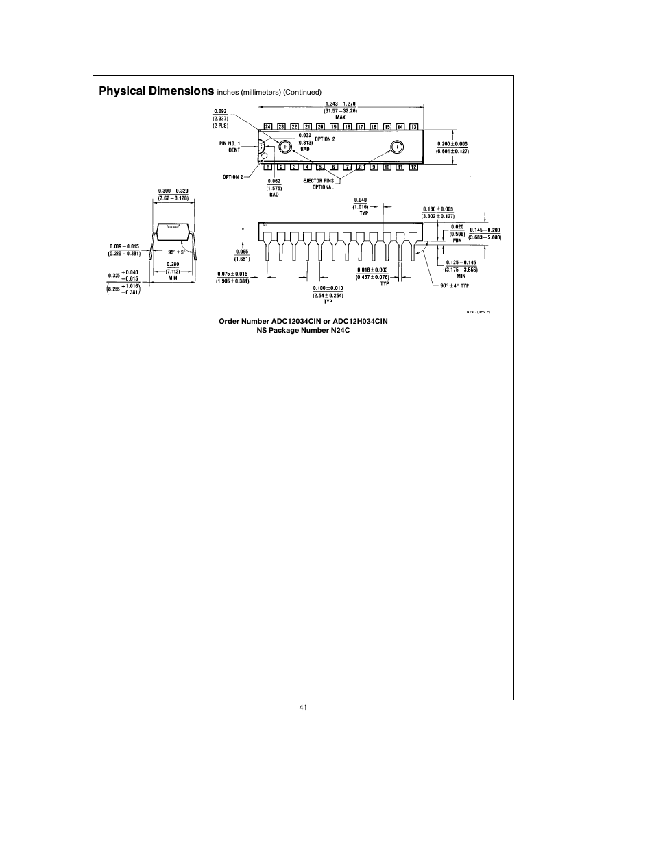 Physical dimensions | Rainbow Electronics ADC12038 User Manual | Page 41 / 42