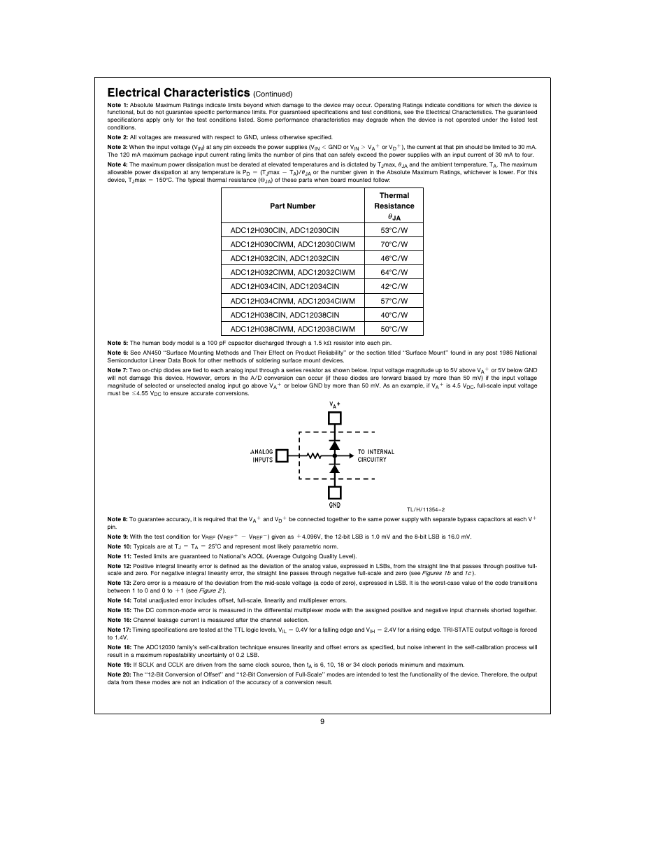 Electrical characteristics | Rainbow Electronics ADC12038 User Manual | Page 9 / 42