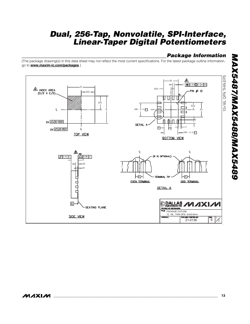 Package information | Rainbow Electronics MAX5489 User Manual | Page 13 / 14