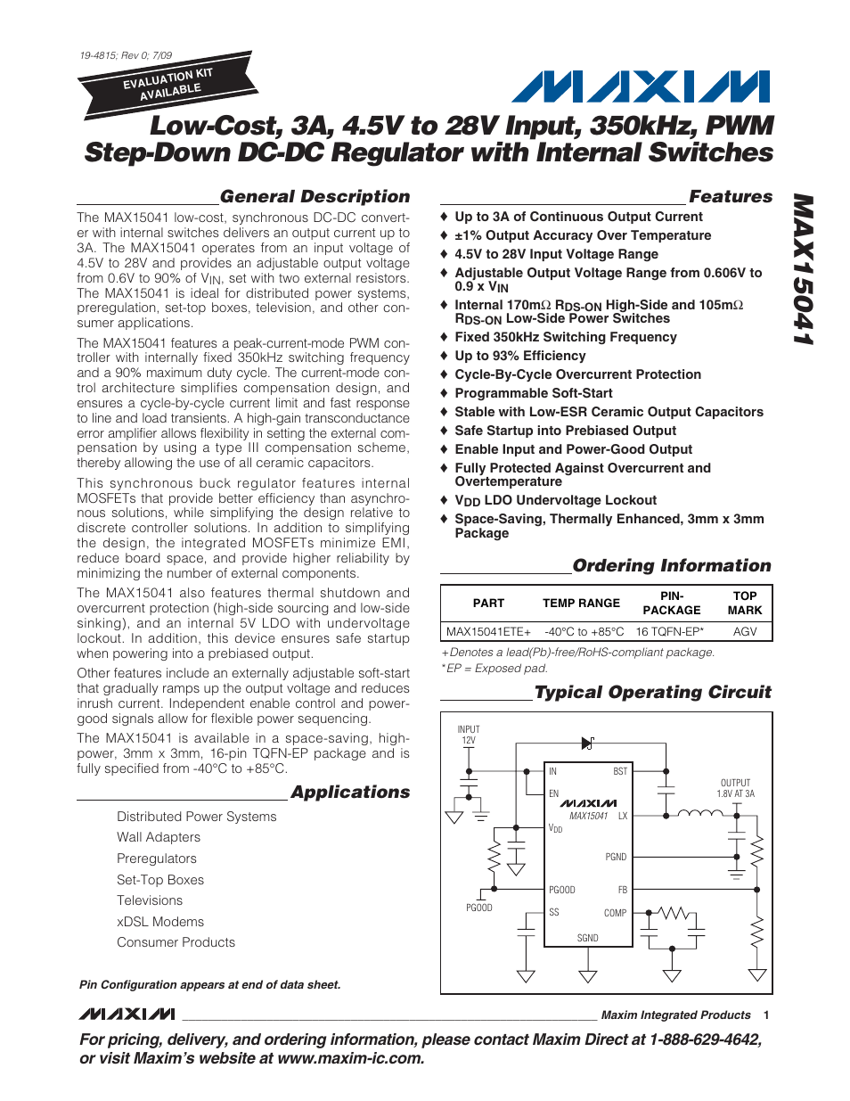 Rainbow Electronics MAX15041 User Manual | 16 pages